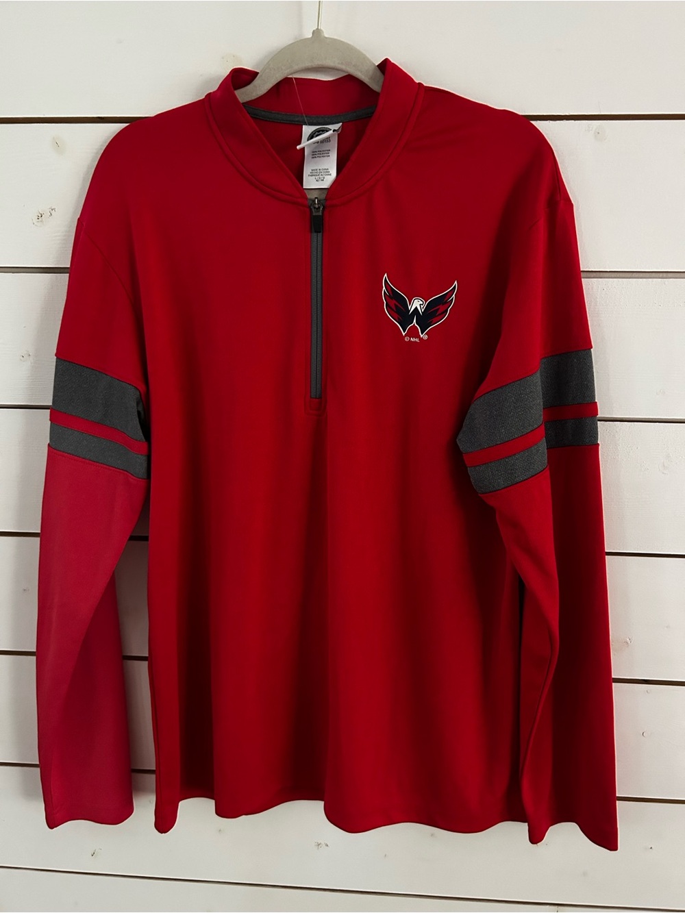 Washington Capitals NHL Men's Large Quarter-Zip Red Gray Long Sleeve Pullover